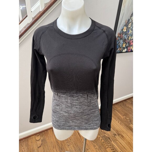 Lululemon Swiftly Tech Long Sleeve Crew Ombré Gradient Black Size 6 - Picture 1 of 3